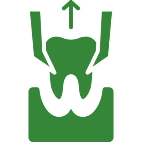 Tooth extraction icon with arrow